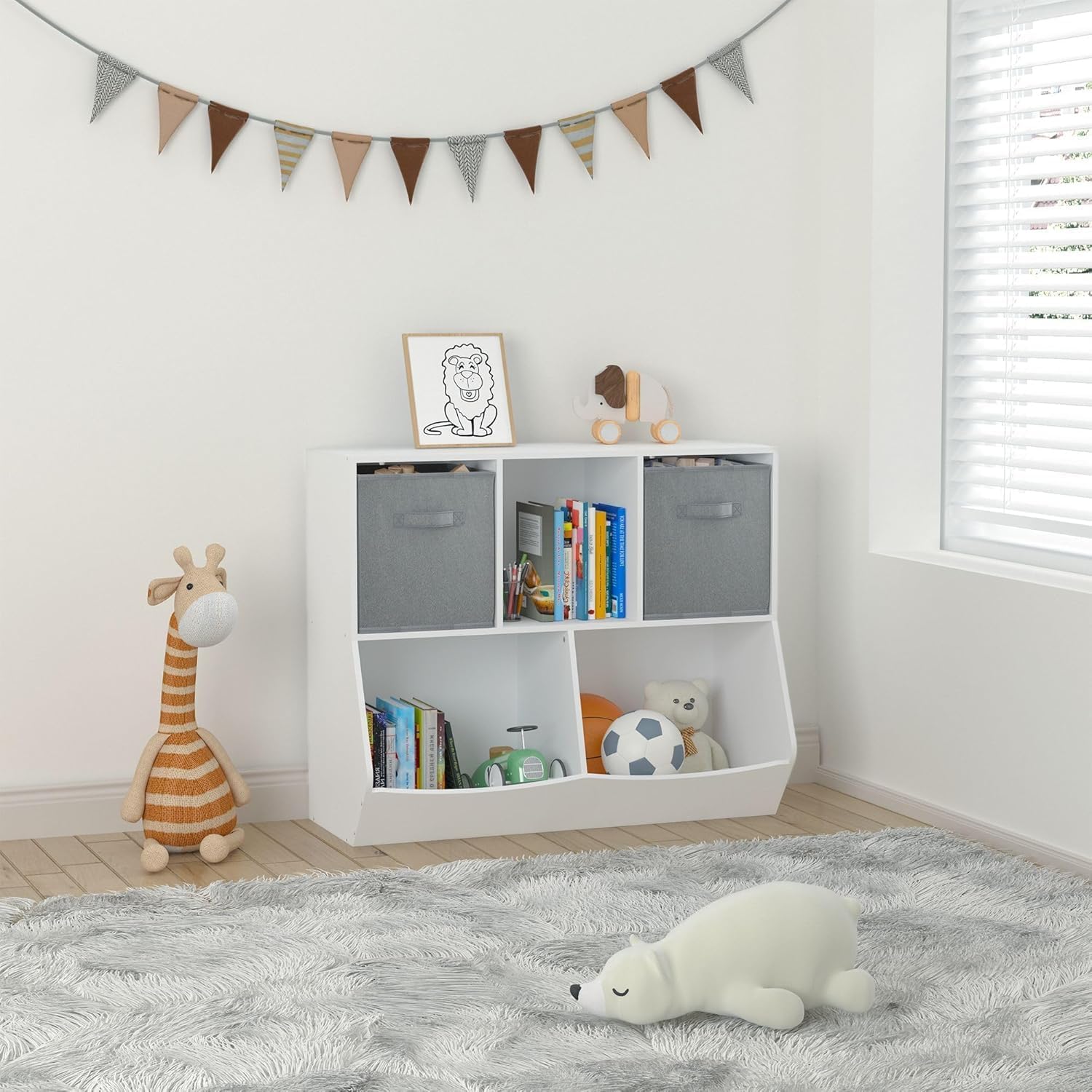 5-Compartment Wooden Toy Storage Cabinet - Image 2